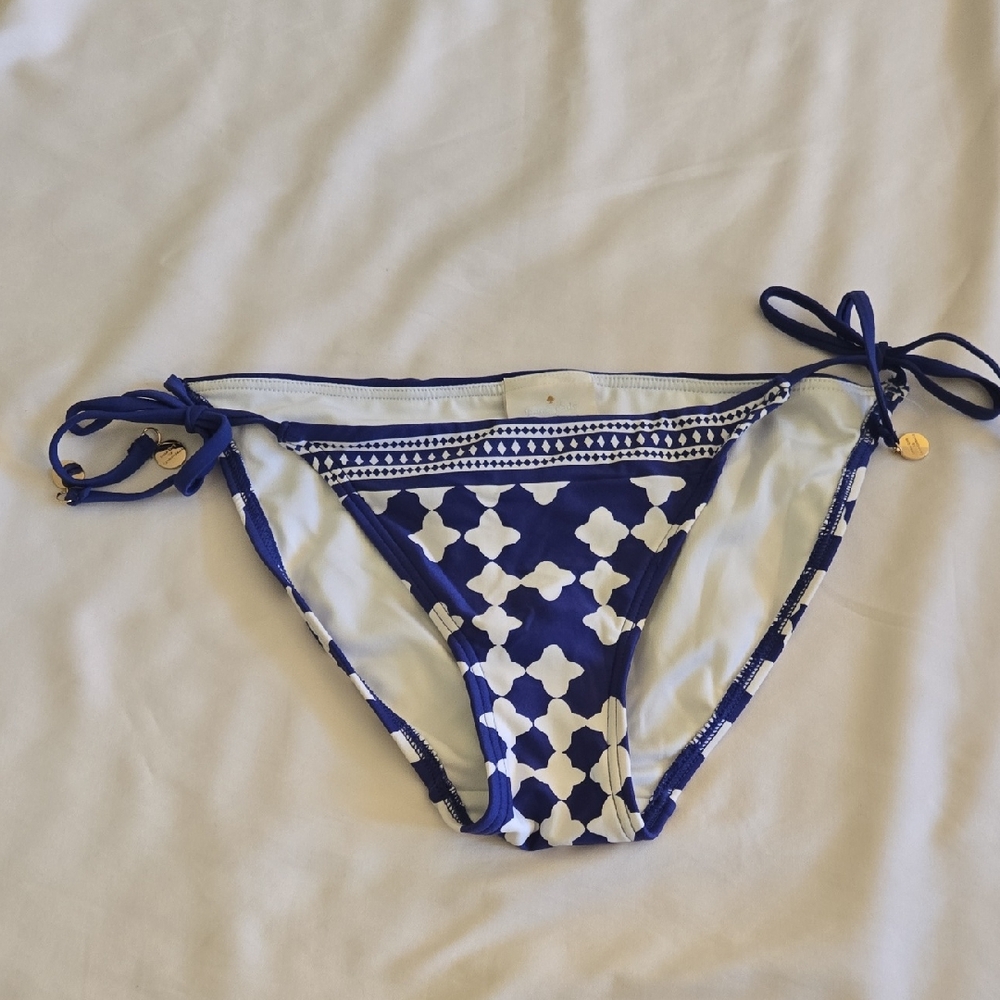 Classic Blue and White Tie-Side Swim Bottom - Women
